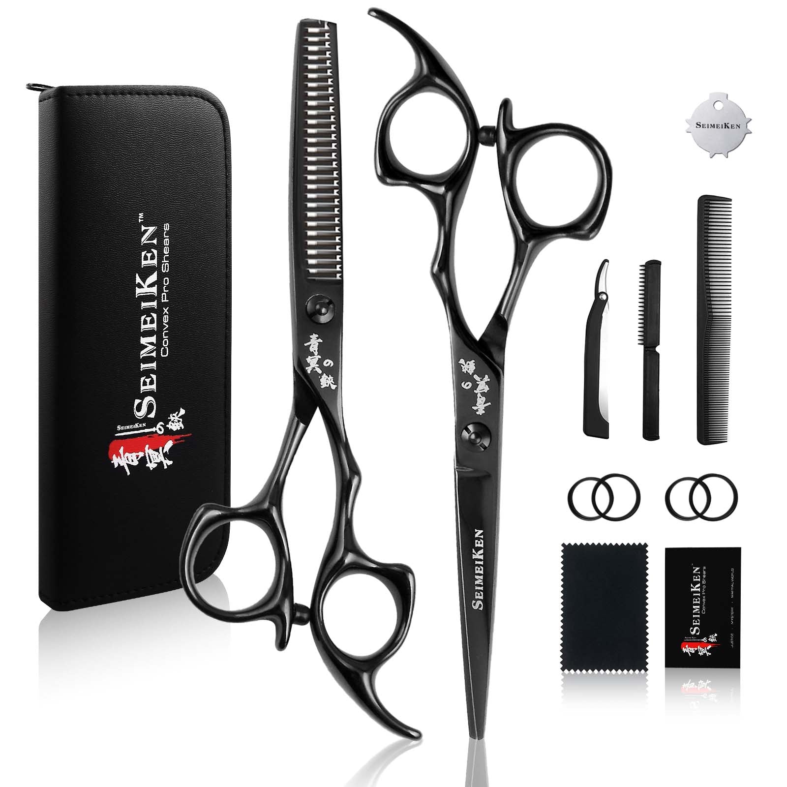 Hair Cutting Scissors Thinning Shears - 6.0 Inch Professional Hair Cutting Shears - Japanese 440C Stainless Steel Haircut Scissors - Convex Blade for Ultra-Sharp Smooth Cuts for Salon & Home Use