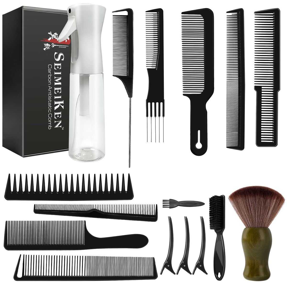 16PCS Barber Comb Brush Accessory Set - SZ001SET-BK-16