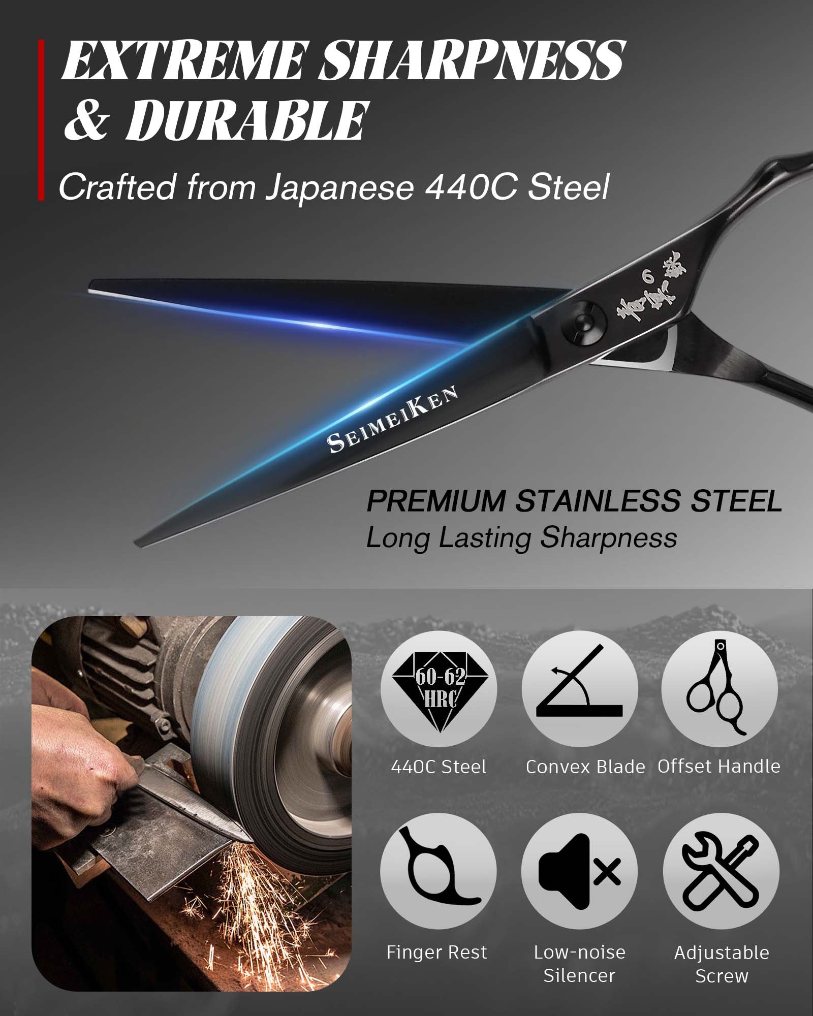 Hair Cutting Shears Comb Set - SRK015BK