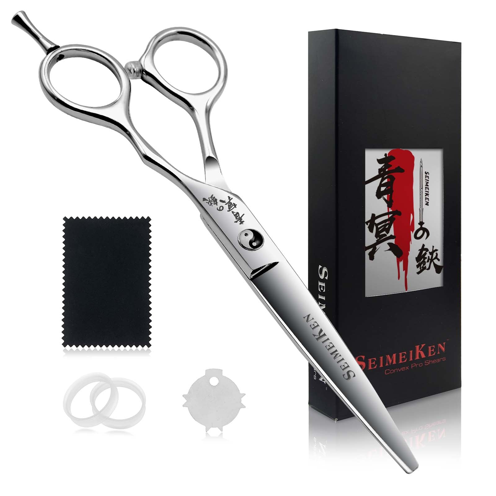 Hair Cutting Scissors Professional - 6” Japanese 440C Stainless Steel Hair Cutting Shears - Haircut Scissors Convex Blade for Ultra-Sharp Smooth Cuts for Hairdressing, Barbers, Salon Home Stylists