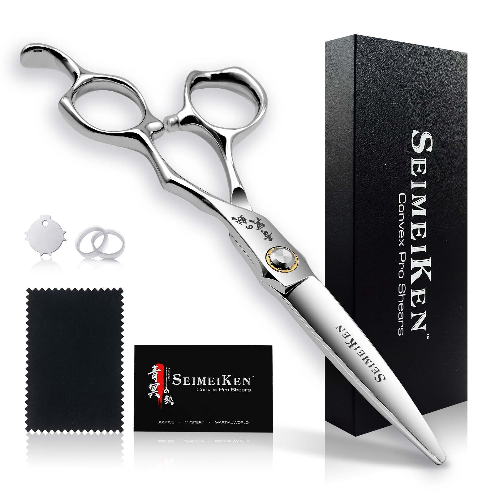6 Inch Professional Hair Cutting Scissors – Japanese VG10 Stainless Steel, Extremely Sharp Convex Blade with Ergonomic Handle, Adjustment Screw, Barber Shears for Barbers and Salon Professionals