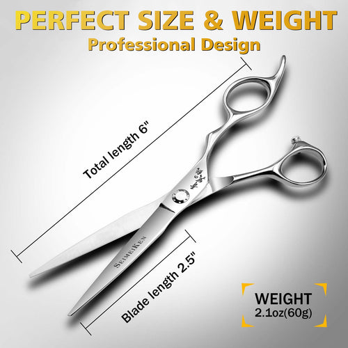 6" Professional Hair Scissors – Japanese VG10 Stainless Steel, 3D Convex Blade Sharp Smooth Cuts – Ergonomic Non-Slip Handle, Adjustment Screw Barber Shears for Hairdressers and Hairstylists