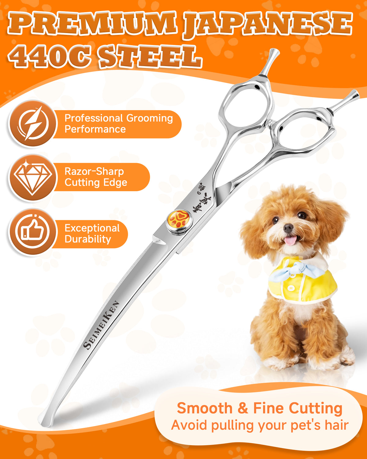 7" Curved Pet Grooming Scissors- SCWNPK011-GZ-70