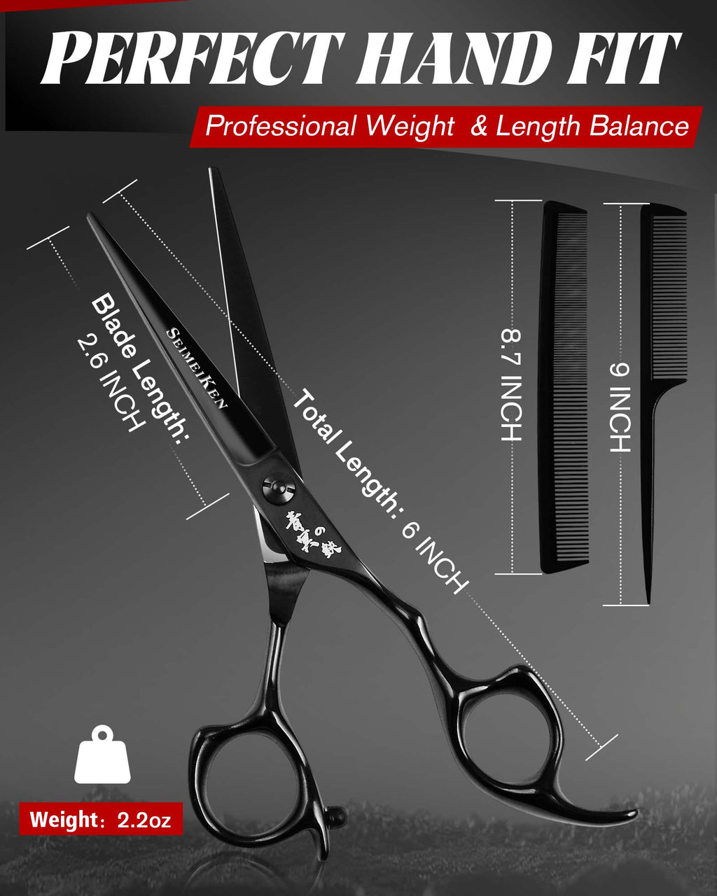 Hair Cutting Shears Comb Set - SRK015BK