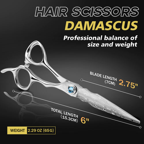 Damascus Hair Cutting Scissors –6'' Professional Hair Shears,3D Convex Blade Sharp Smooth Cuts – Ergonomic Non-Slip Handle,Barber Shears for Hairdressers and Hairstylists
