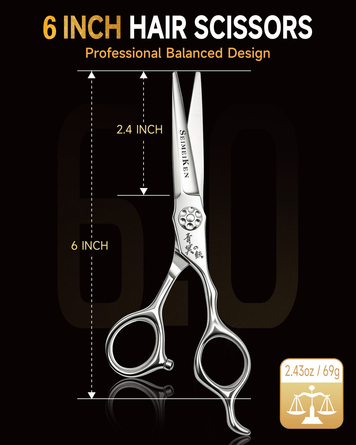 6" Japanese 440C Hair Cutting Scissors- SFX4226-SL-60