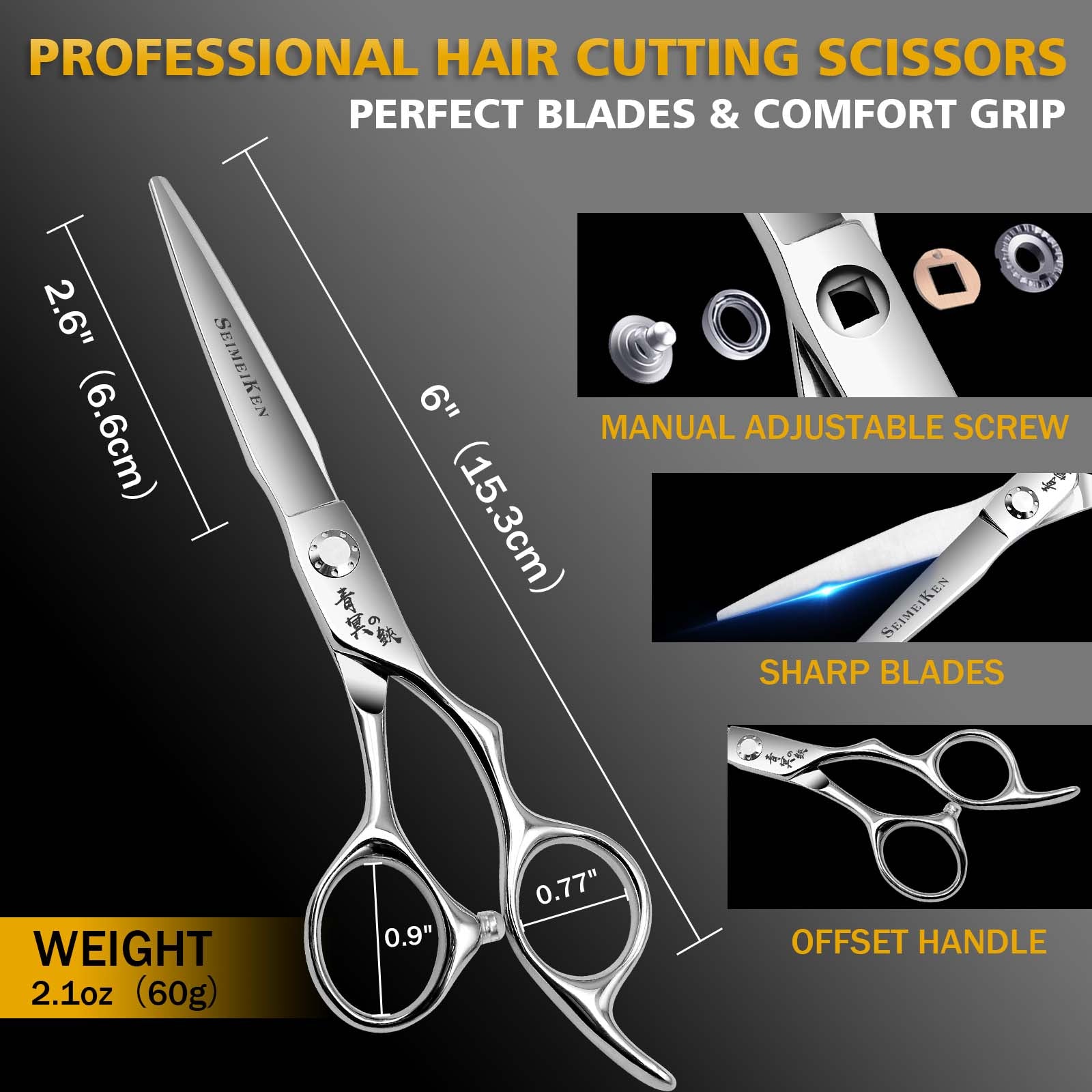 Professional Hair Cutting Scissors Thinning Shears Kit – 6" High-End Sharp Barber Scissors, VG10 Japanese Stainless Steel, Ergonomic Texturizing Shears for Salon Home Stylists Professionals
