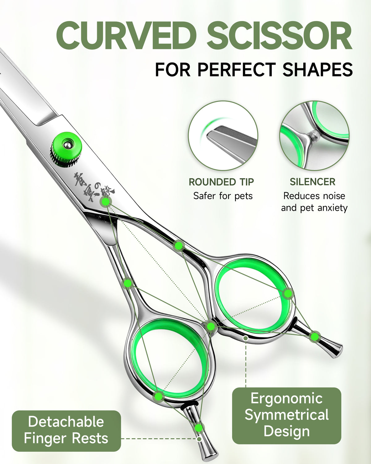 7" Dog Grooming Curved Thinning Shears-SCWEK023SL-3PC-70