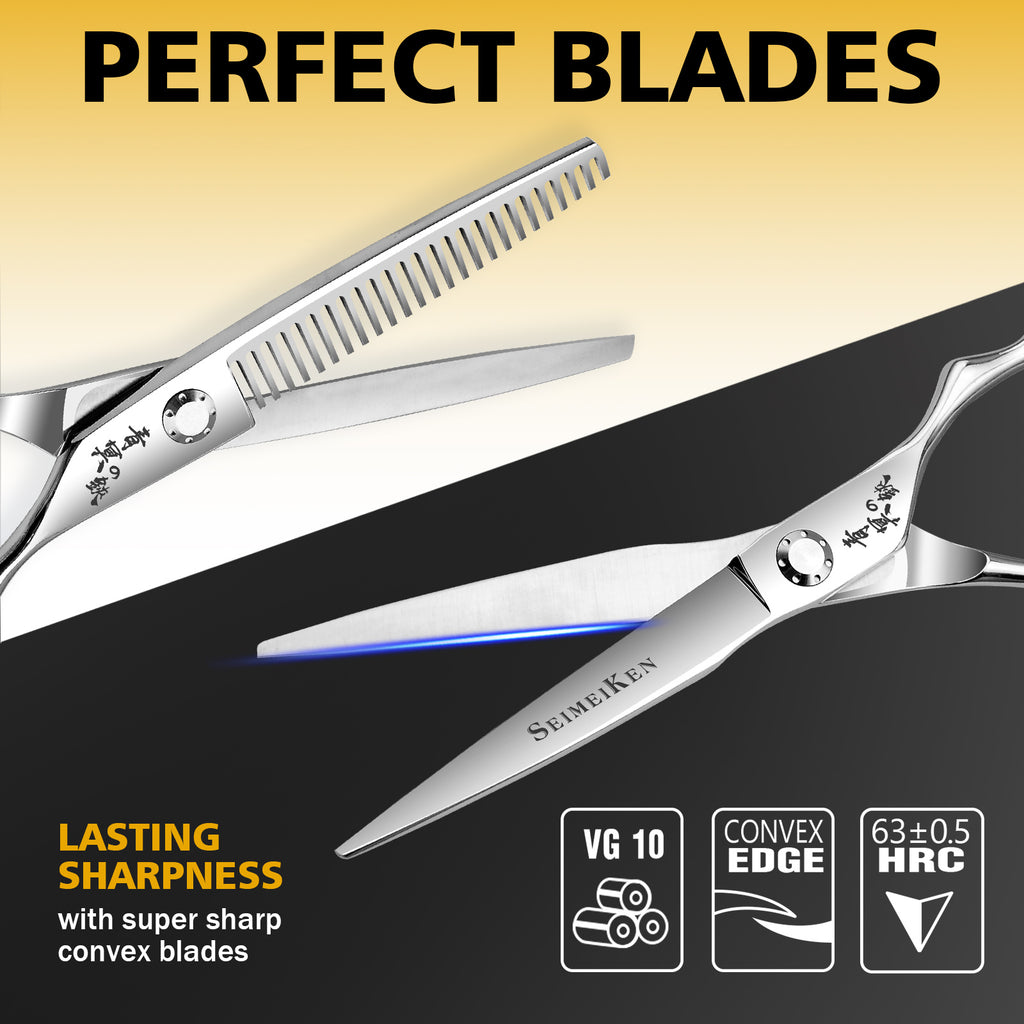 Professional Hair Cutting Scissors Thinning Shears Kit – 6" High-End Sharp Barber Scissors, VG10 Japanese Stainless Steel, Ergonomic Texturizing Shears for Salon Home Stylists Professionals