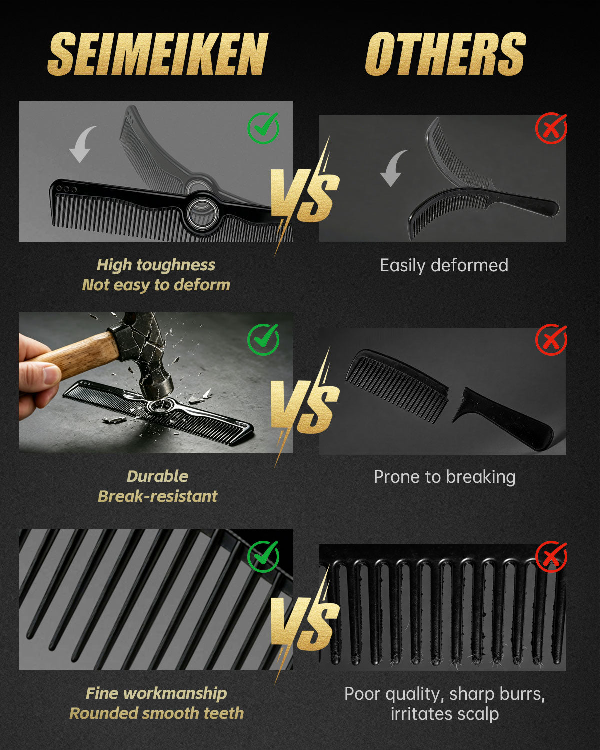 Rotatable Barber Comb Set | Dual Tooth & Rat Tail Comb | SB4013-BLUE