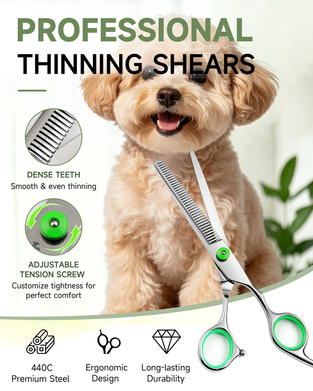 7" Dog Grooming Curved Thinning Shears-SCWEK023SL-3PC-70