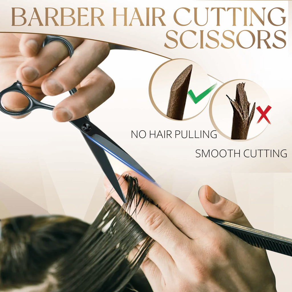 Hair Cutting Scissors Thinning Shears - 6.0 Inch Professional Hair Cutting Shears - Japanese 440C Stainless Steel Haircut Scissors - Convex Blade for Ultra-Sharp Smooth Cuts for Salon & Home Use