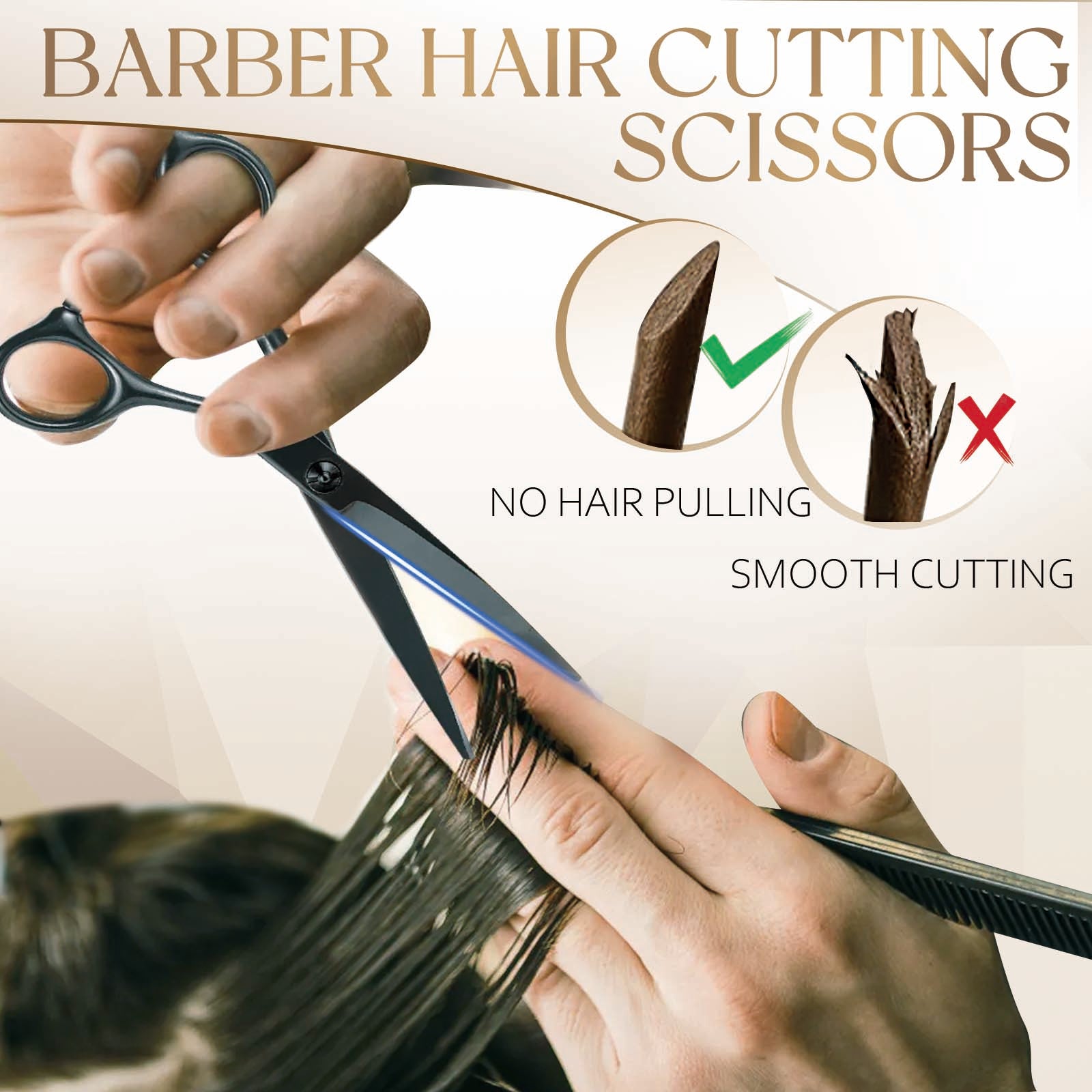 Hair Cutting Scissors Thinning Shears - 6.0 Inch Professional Hair Cutting Shears - Japanese 440C Stainless Steel Haircut Scissors - Convex Blade for Ultra-Sharp Smooth Cuts for Salon & Home Use