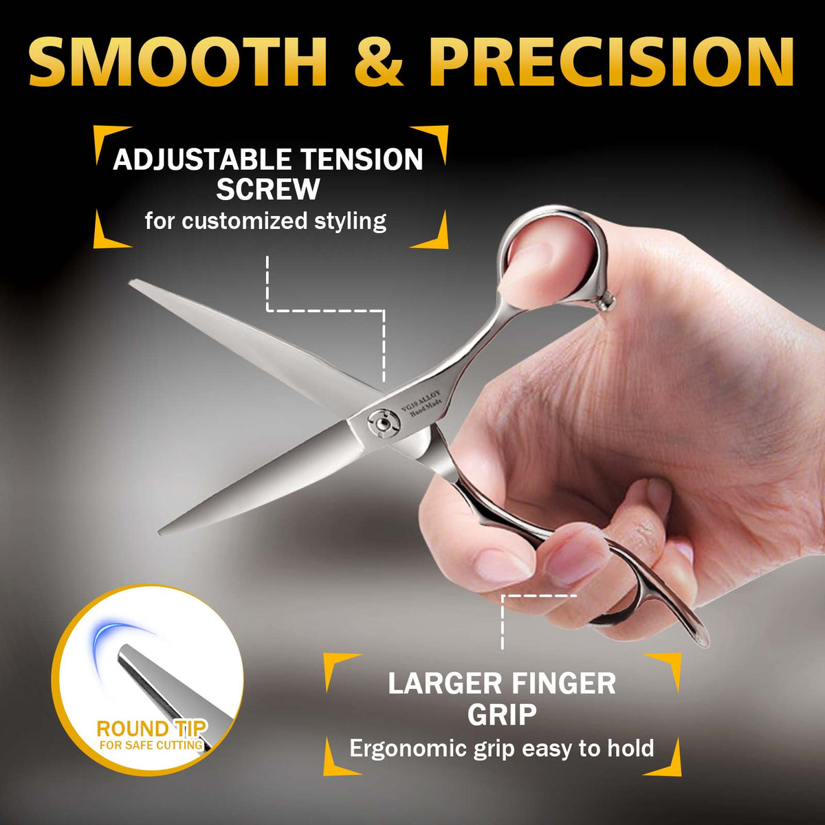 VG10 Non-Slip 3D Convex Shears | B0FC2QFDNX