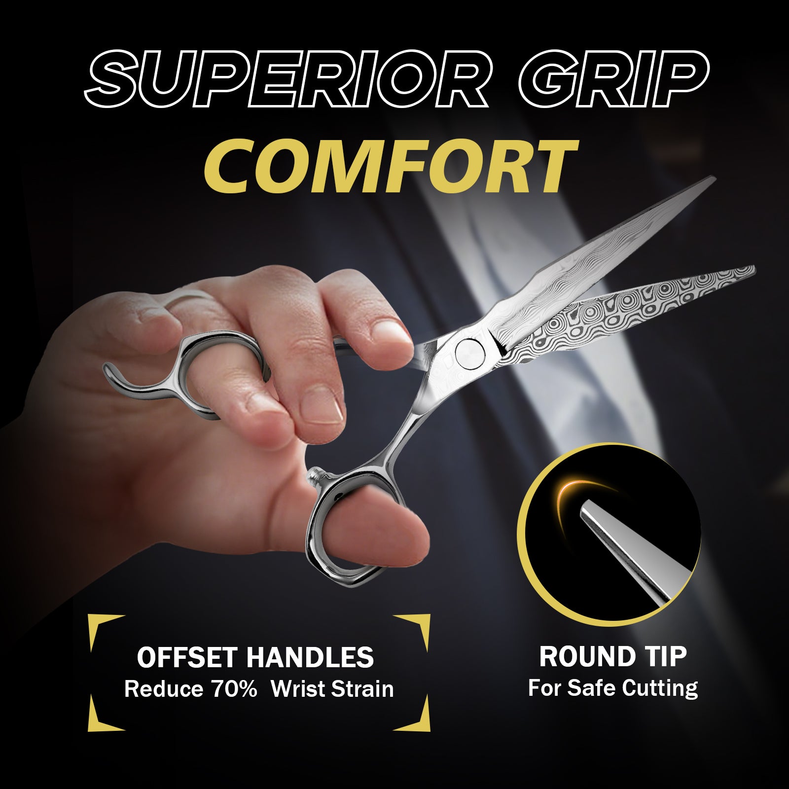 Damascus Hair Cutting Scissors –6'' Professional Hair Shears,3D Convex Blade Sharp Smooth Cuts – Ergonomic Non-Slip Handle,Barber Shears for Hairdressers and Hairstylists