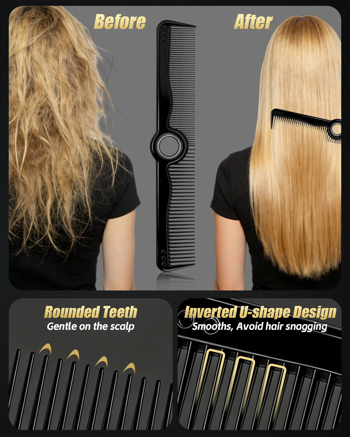 Rotatable Barber Comb Set | Dual Tooth & Rat Tail Comb | SB4013-BLUE