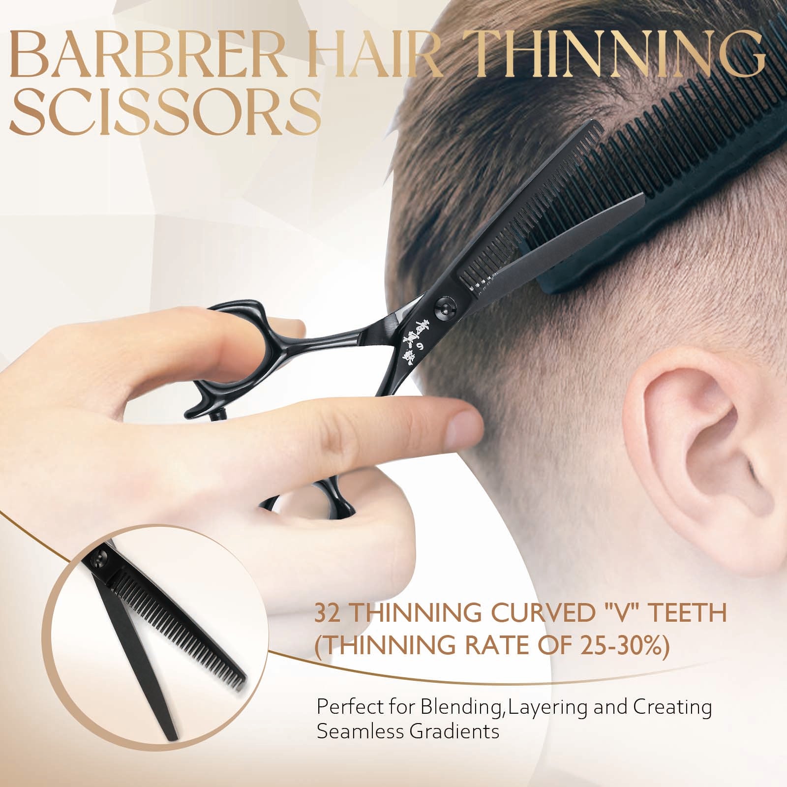 Hair Cutting Scissors Thinning Shears - 6.0 Inch Professional Hair Cutting Shears - Japanese 440C Stainless Steel Haircut Scissors - Convex Blade for Ultra-Sharp Smooth Cuts for Salon & Home Use
