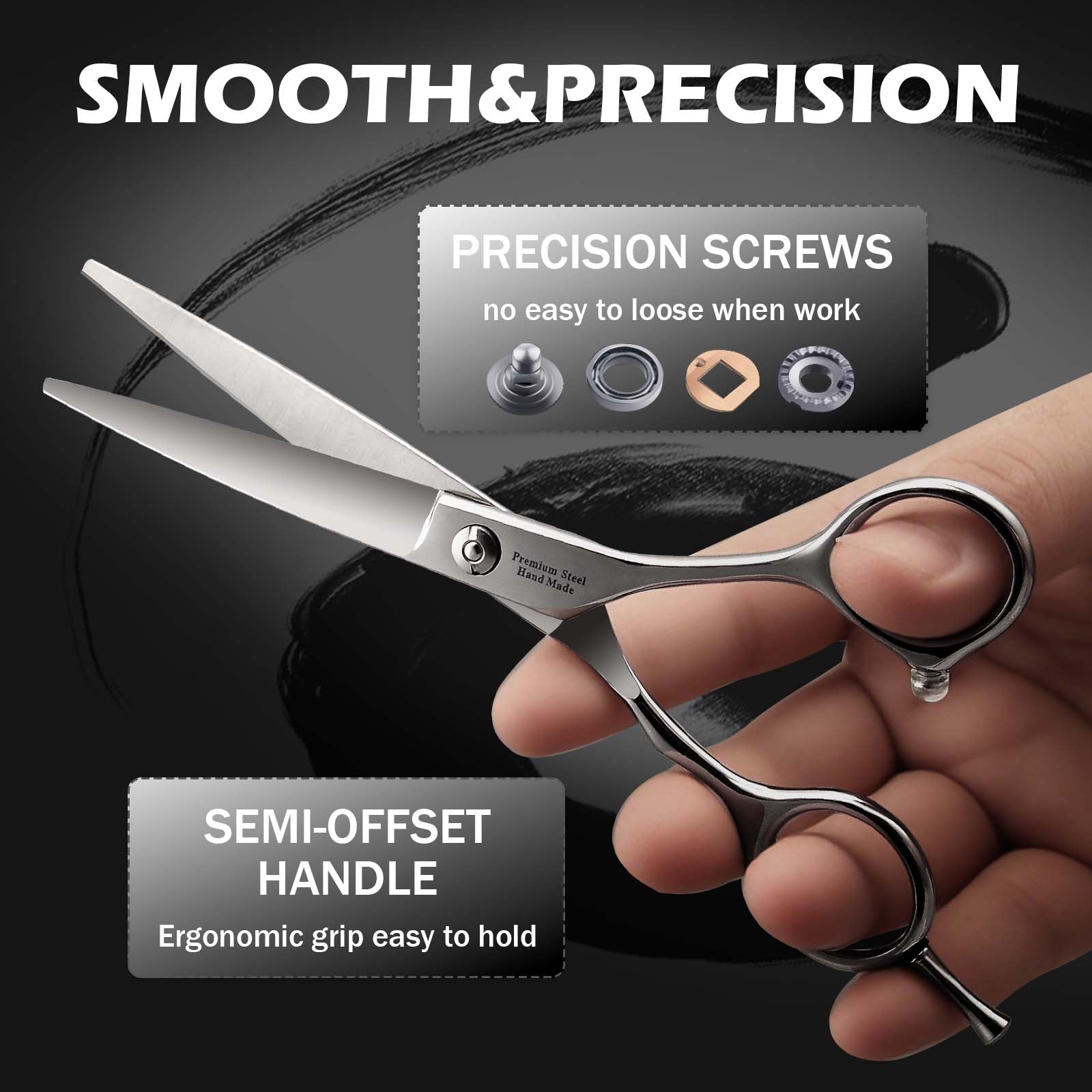 Hair Cutting Scissors Professional - 6” Japanese 440C Stainless Steel Hair Cutting Shears - Haircut Scissors Convex Blade for Ultra-Sharp Smooth Cuts for Hairdressing, Barbers, Salon Home Stylists