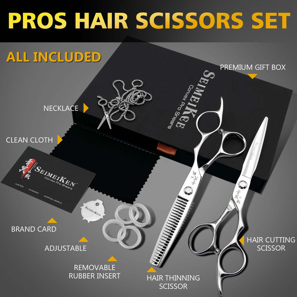 Professional Hair Cutting Scissors Thinning Shears Kit – 6" High-End Sharp Barber Scissors, VG10 Japanese Stainless Steel, Ergonomic Texturizing Shears for Salon Home Stylists Professionals