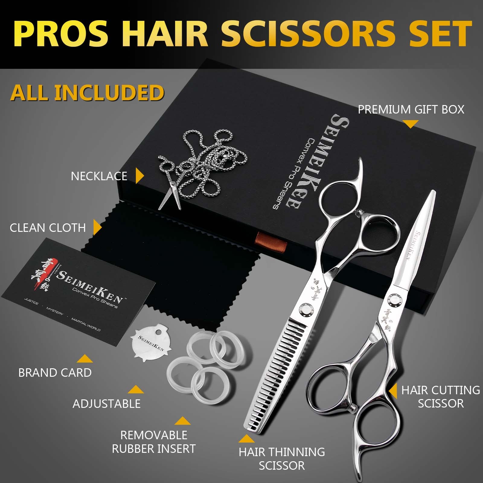 Professional Hair Cutting Scissors Thinning Shears Kit – 6" High-End Sharp Barber Scissors, VG10 Japanese Stainless Steel, Ergonomic Texturizing Shears for Salon Home Stylists Professionals