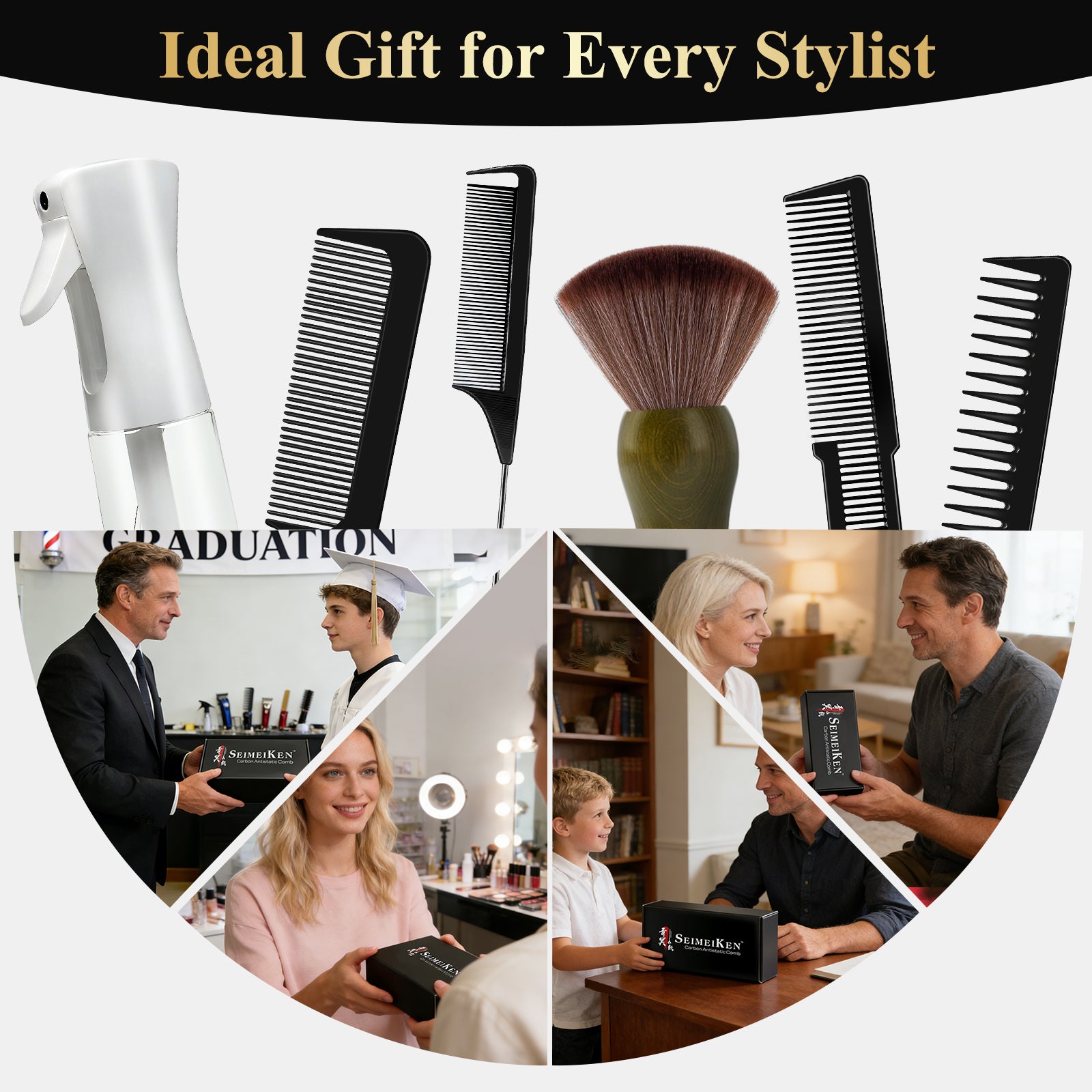 16PCS Barber Comb Brush Accessory Set - SZ001SET-BK-16