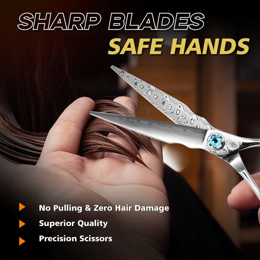 Damascus Hair Cutting Scissors –6'' Professional Hair Shears,3D Convex Blade Sharp Smooth Cuts – Ergonomic Non-Slip Handle,Barber Shears for Hairdressers and Hairstylists
