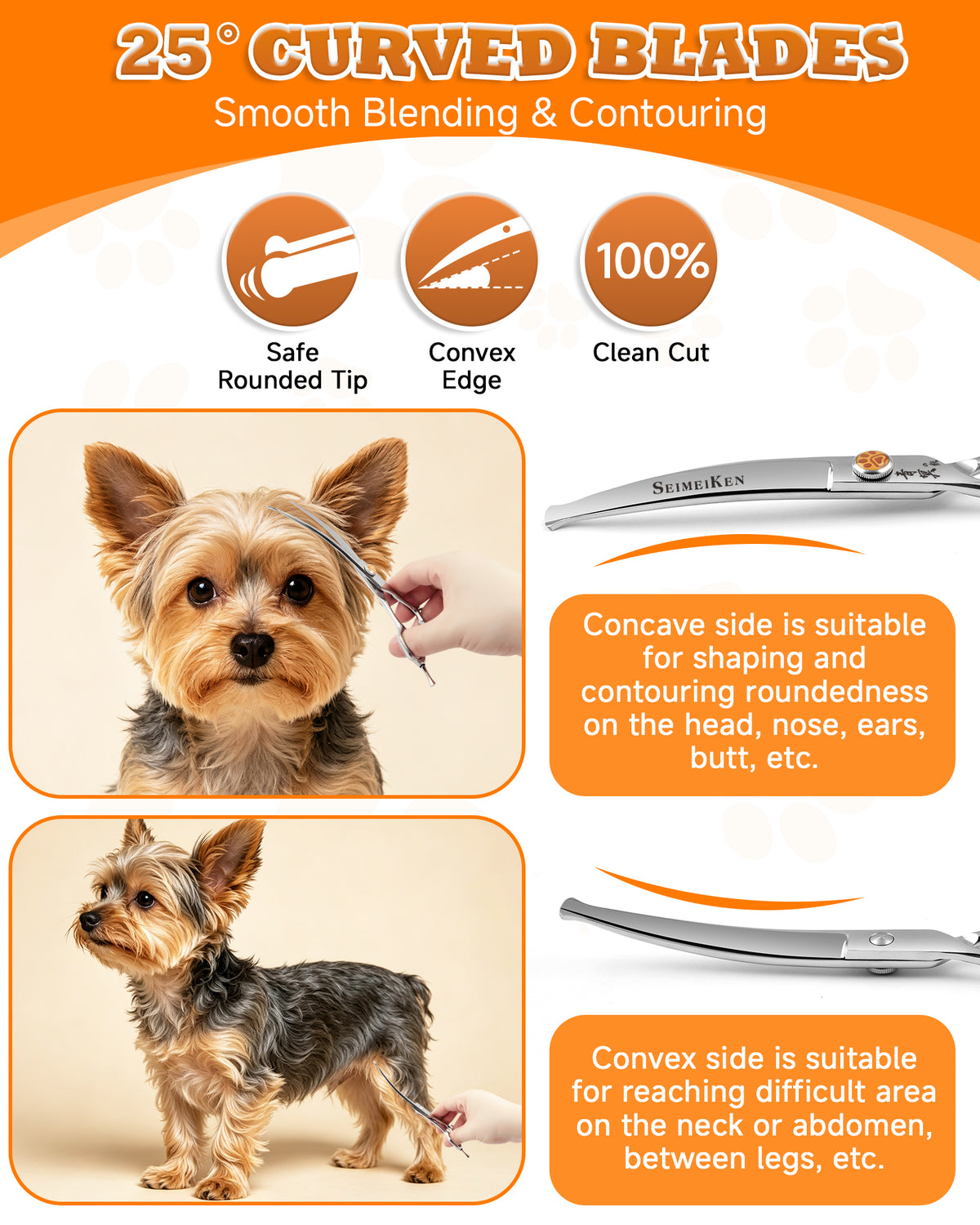 7" Curved Pet Grooming Scissors- SCWNPK011-GZ-70