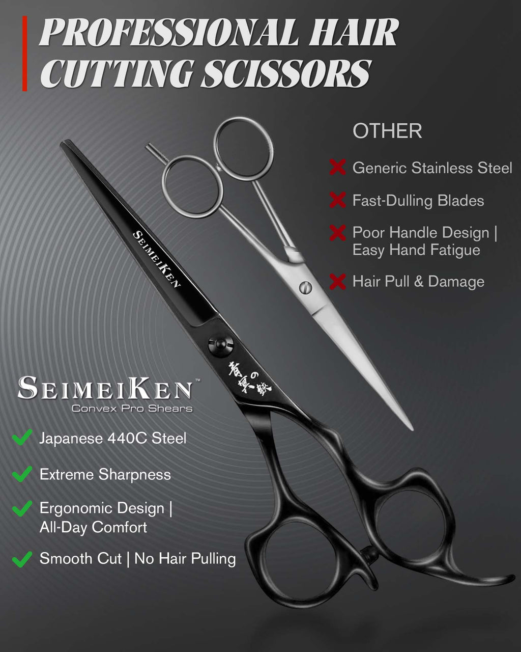 Hair Cutting Shears Comb Set - SRK015BK