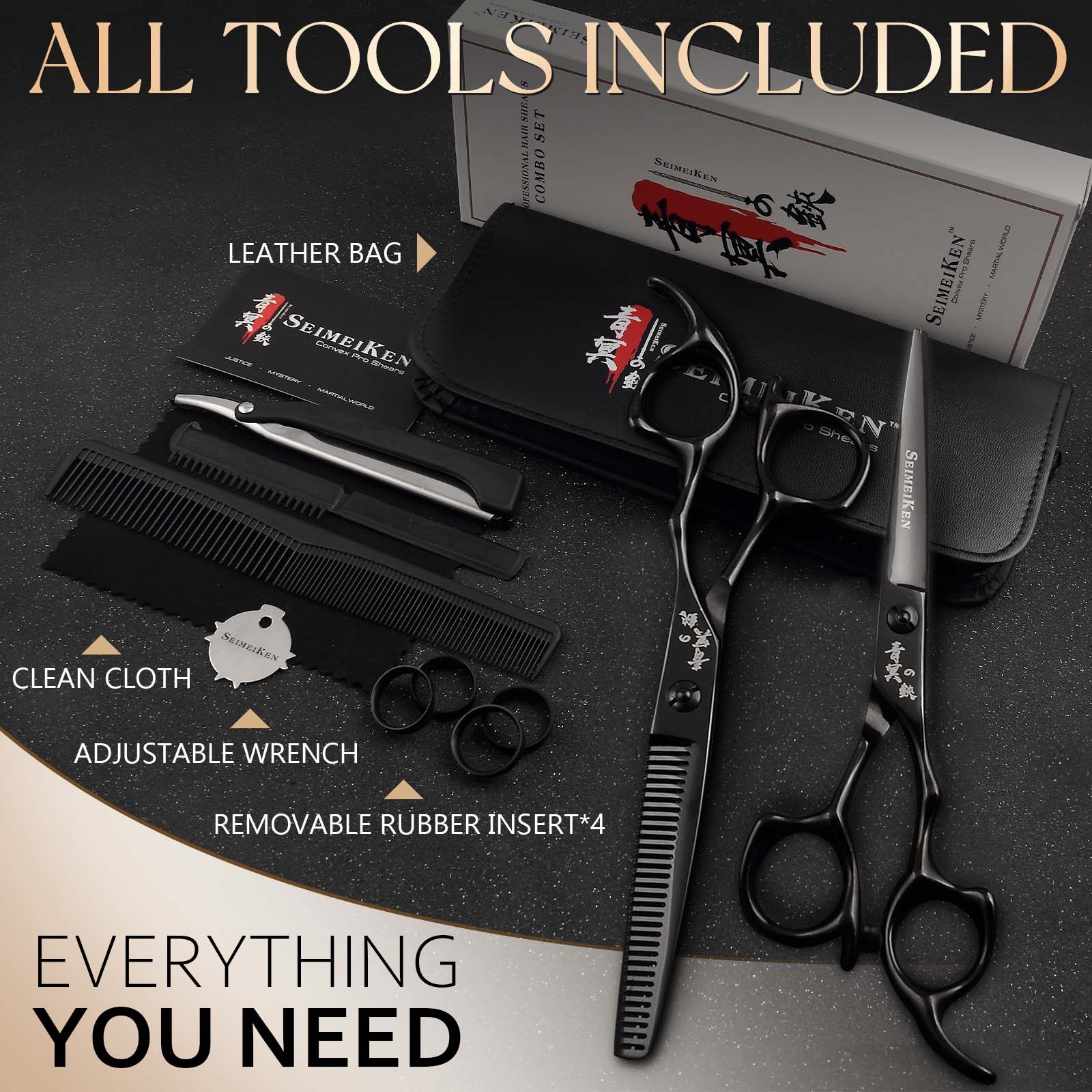 Hair Cutting Scissors Thinning Shears - 6.0 Inch Professional Hair Cutting Shears - Japanese 440C Stainless Steel Haircut Scissors - Convex Blade for Ultra-Sharp Smooth Cuts for Salon & Home Use