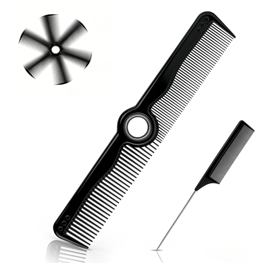 Rotatable Barber Comb Set | Dual Tooth & Rat Tail Comb | SB4013-BLACK