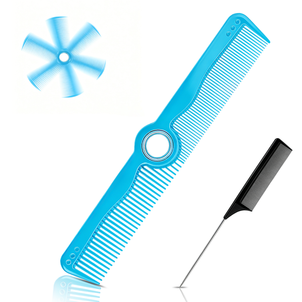 Rotatable Barber Comb Set | Dual Tooth & Rat Tail Comb | SB4013-BLUE