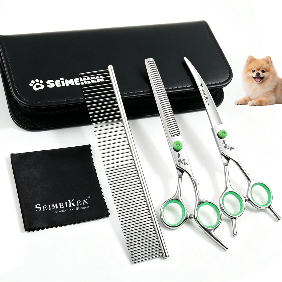 7" Dog Grooming Curved Thinning Shears-SCWEK023SL-3PC-70