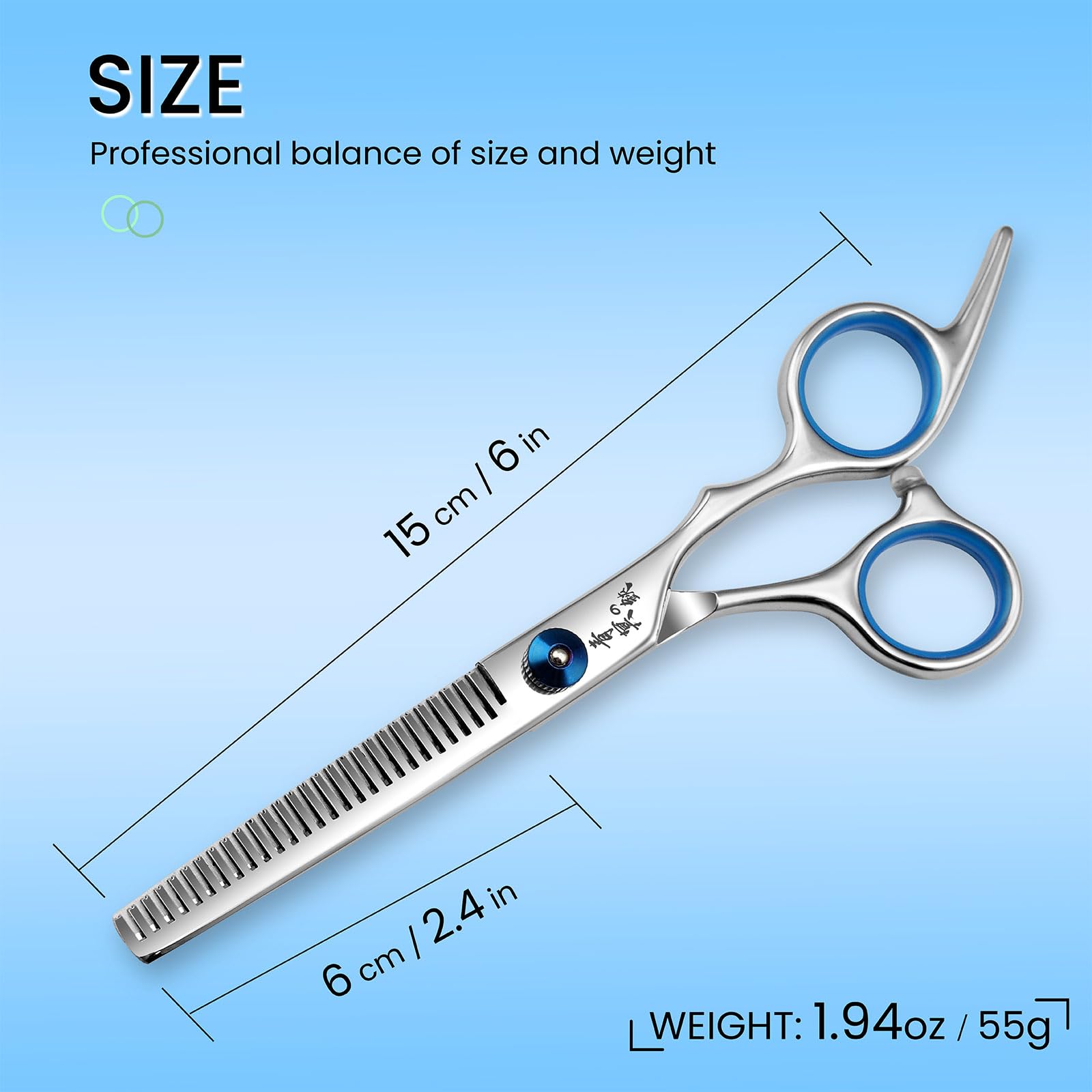 Hair Cutting Scissors, Thinning Shears Professional Haircut Scissors, 6.0 Inch Texturizing Teeth Shears for Hairdressing, Salon and Home Use