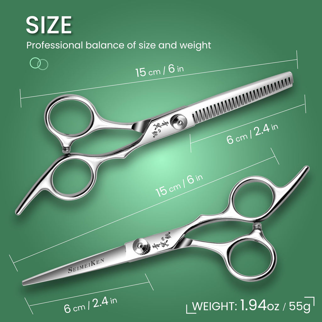 Hair Cutting Scissors Kit – 6.0 Inch Professional Hair Shears - Hairdressing Barber Thinning Scissors for Salon & Home Use