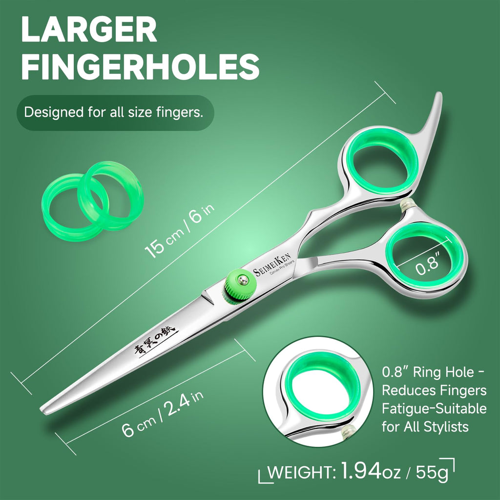 Hair Cutting Scissors - 6" Professional Japanese 440C Barber Scissors - Razor Sharp Hair Shears Kit with Comb & Case - Professional Haircutting Scissors for Women, Men, Salon & Home Use