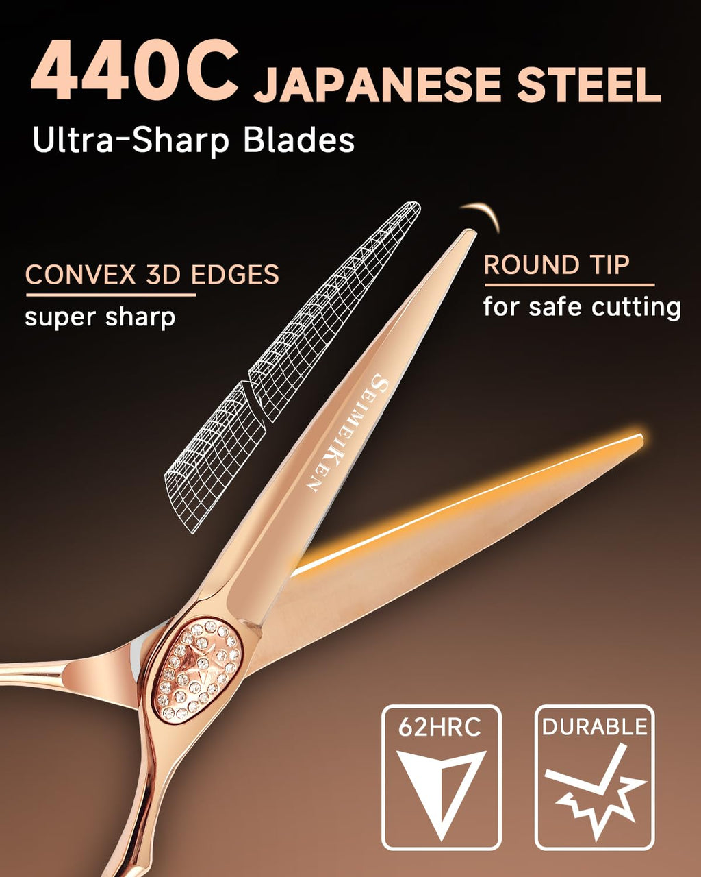 Professional Hair Cutting Scissors 6”- Barber Scissors 440C Japanese Stainless Steel - Razor Sharp Blades for Salon Hairstyling - Barber Shears Haircut Scissors for Women & Men