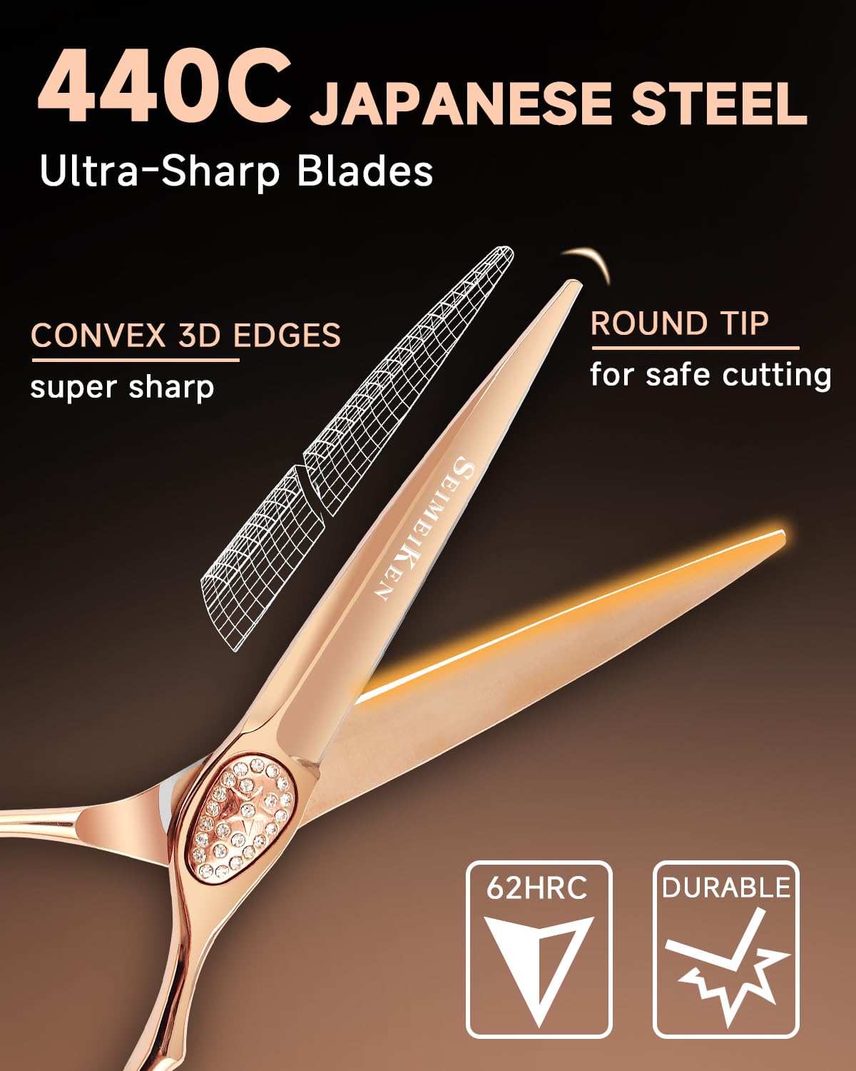 Professional Hair Cutting Scissors 6”- Barber Scissors 440C Japanese Stainless Steel - Razor Sharp Blades for Salon Hairstyling - Barber Shears Haircut Scissors for Women & Men