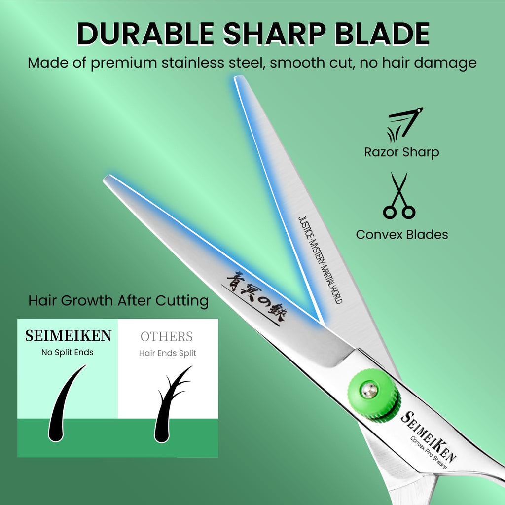 Hair Cutting Scissors - 6" Professional Japanese 440C Barber Scissors - Razor Sharp Hair Shears Kit with Comb & Case - Professional Haircutting Scissors for Women, Men, Salon & Home Use