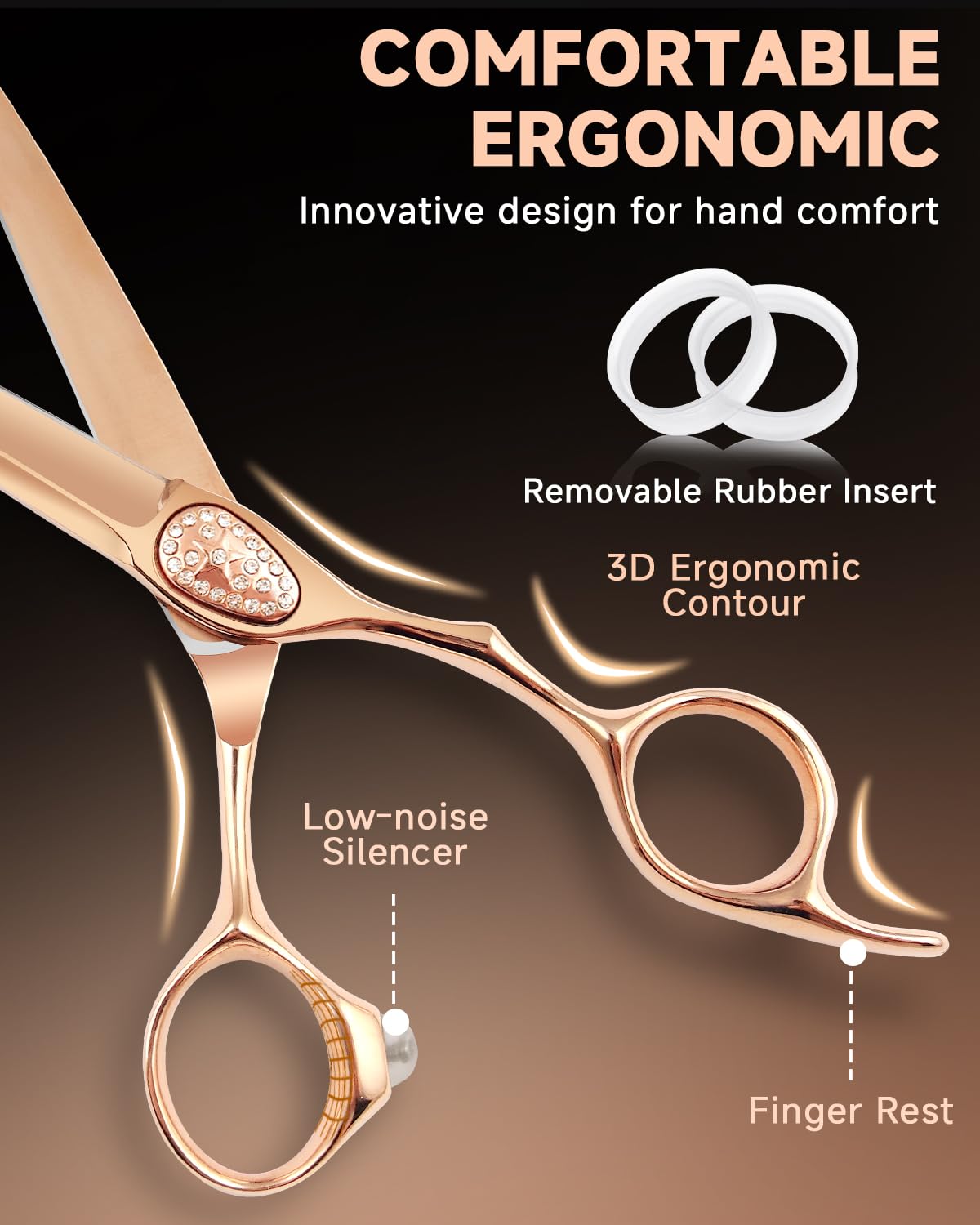 Professional Hair Cutting Scissors 6”- Barber Scissors 440C Japanese Stainless Steel - Razor Sharp Blades for Salon Hairstyling - Barber Shears Haircut Scissors for Women & Men