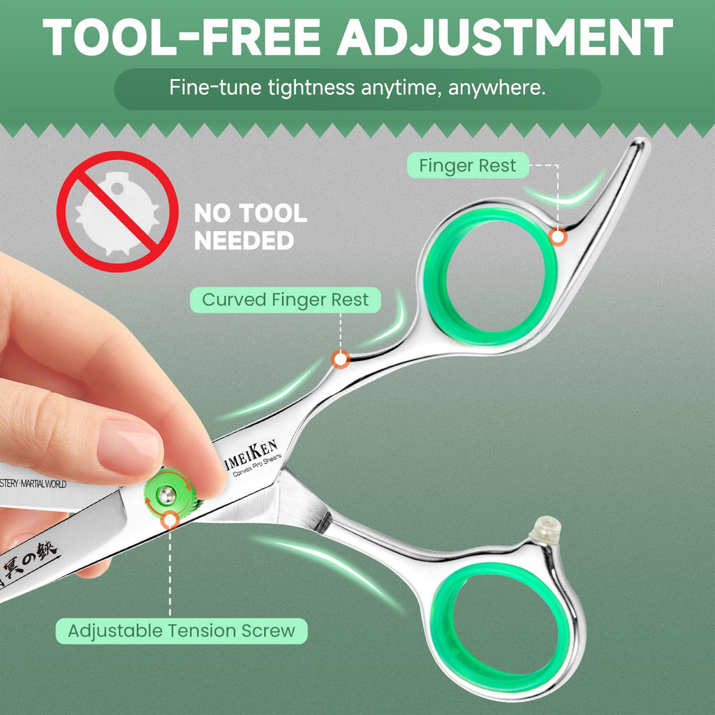 Hair Cutting Scissors - 6" Professional Japanese 440C Barber Scissors - Razor Sharp Hair Shears Kit with Comb & Case - Professional Haircutting Scissors for Women, Men, Salon & Home Use