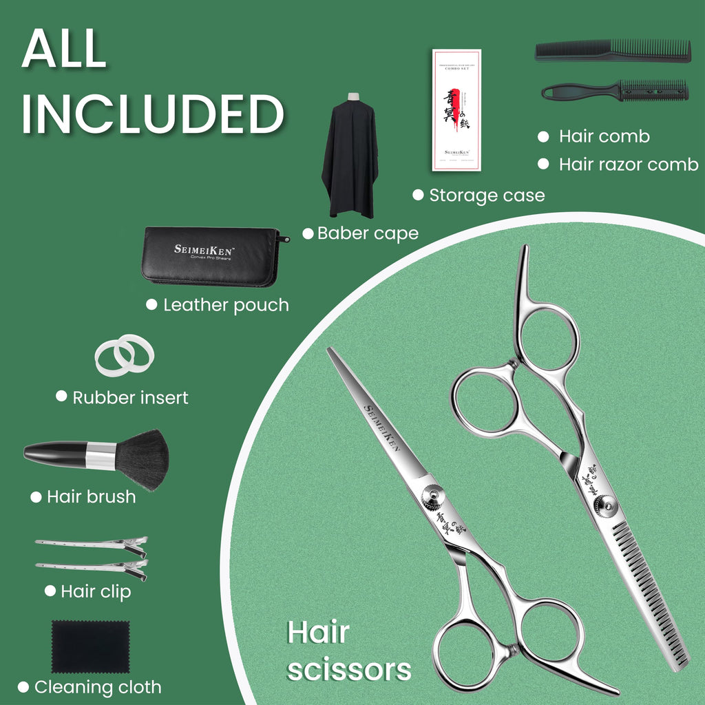 Hair Cutting Scissors Kit – 6.0 Inch Professional Hair Shears - Hairdressing Barber Thinning Scissors for Salon & Home Use
